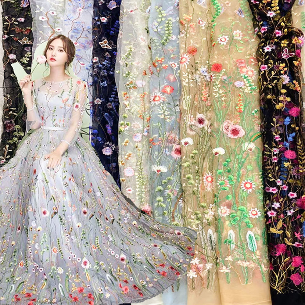 Embroidery Web - Tissu brodé en dentelle de plantes
