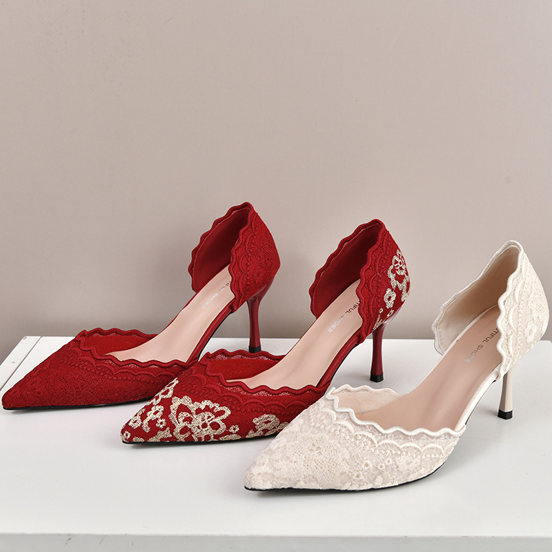 Embroidery Red - Chaussures de mariée de luxe en