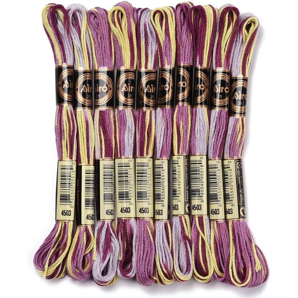 Embroidery Threads - Fil à broder panaché violet, 6