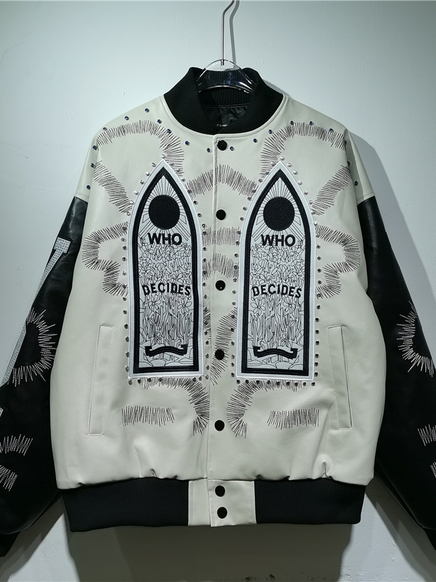 Embroidery Gothic - Veste en cuir PU style motard