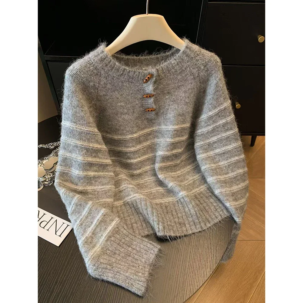 Embroidery Shirt - Pull en cachemire et laine rayé