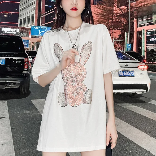Embroidery Shirt - T-shirt décontracté d'été pour femme :