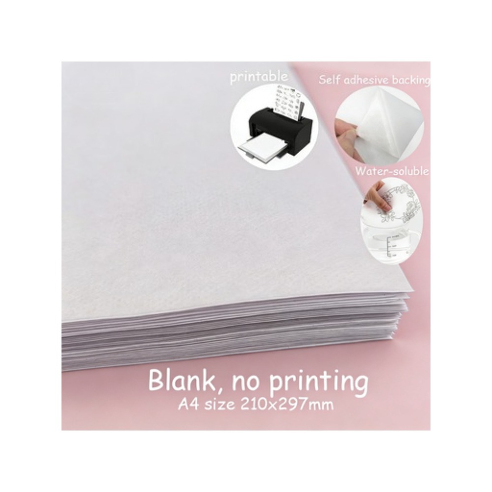 Water Soluble Stabilizer - 5 feuilles A4 autocollantes imprimables personnalisées,