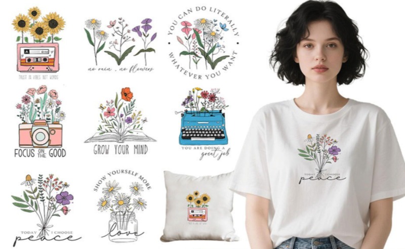 Embroidery Shirt - Autocollants thermocollants à motifs floraux de