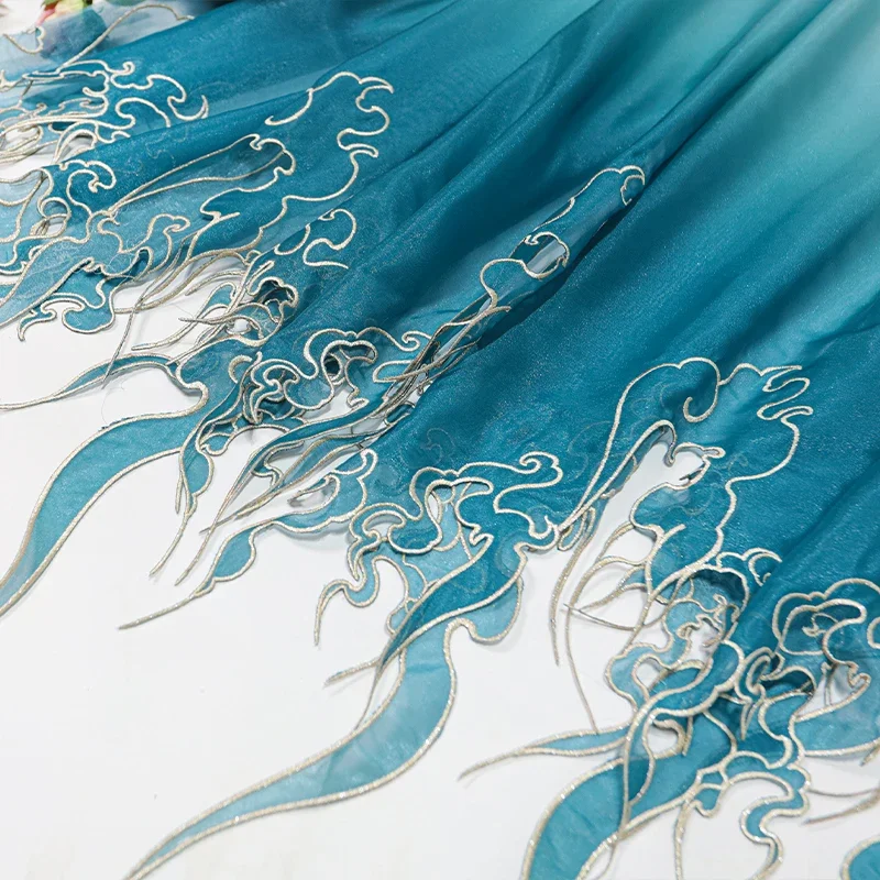 Embroidery Skirt - Tissu à dégradé de feuilles de
