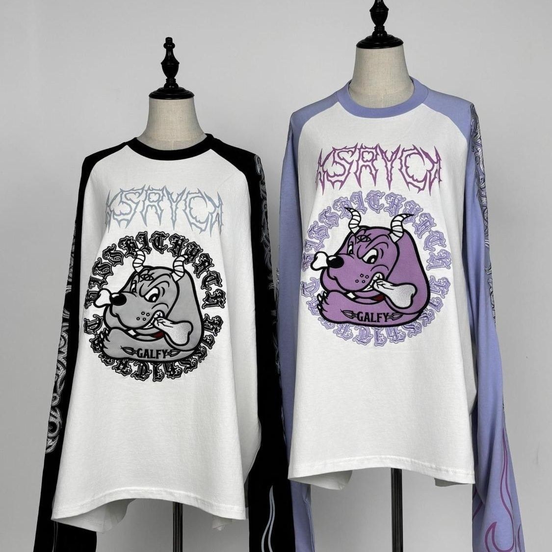 Embroidery Shirt - T-shirt à manches longues et larges,
