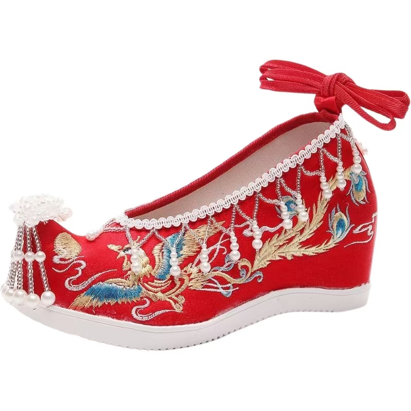 Embroidery Red - Chaussures de mariage brodées rouges pour