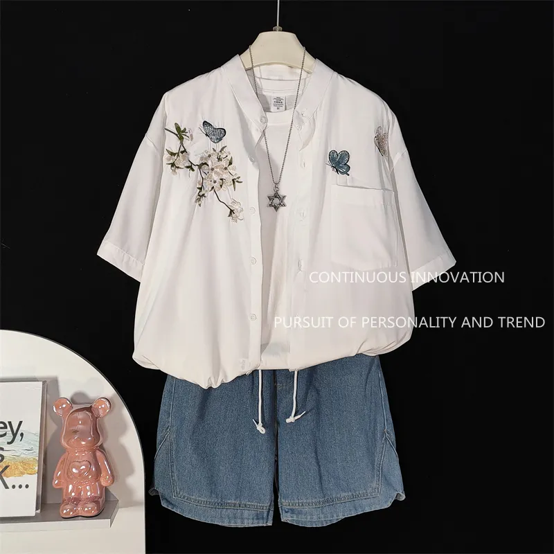 Embroidery Shirt - Ensemble 3 pièces pour homme, style