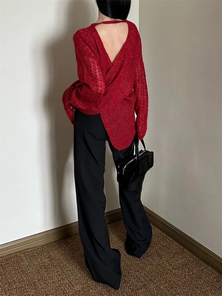 Embroidery Shirt - T-shirt en tricot transparent pour femme