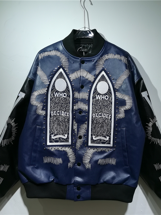 Veste en cuir PU style motard  - Embroidery Gothic avis et prix