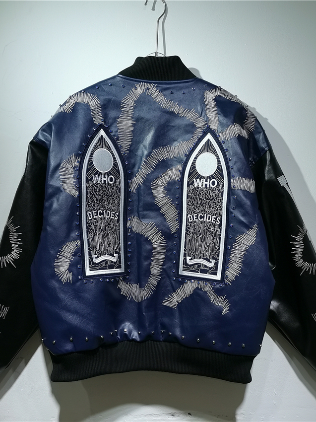 Veste en cuir PU style motard  - Embroidery Gothic avis et prix