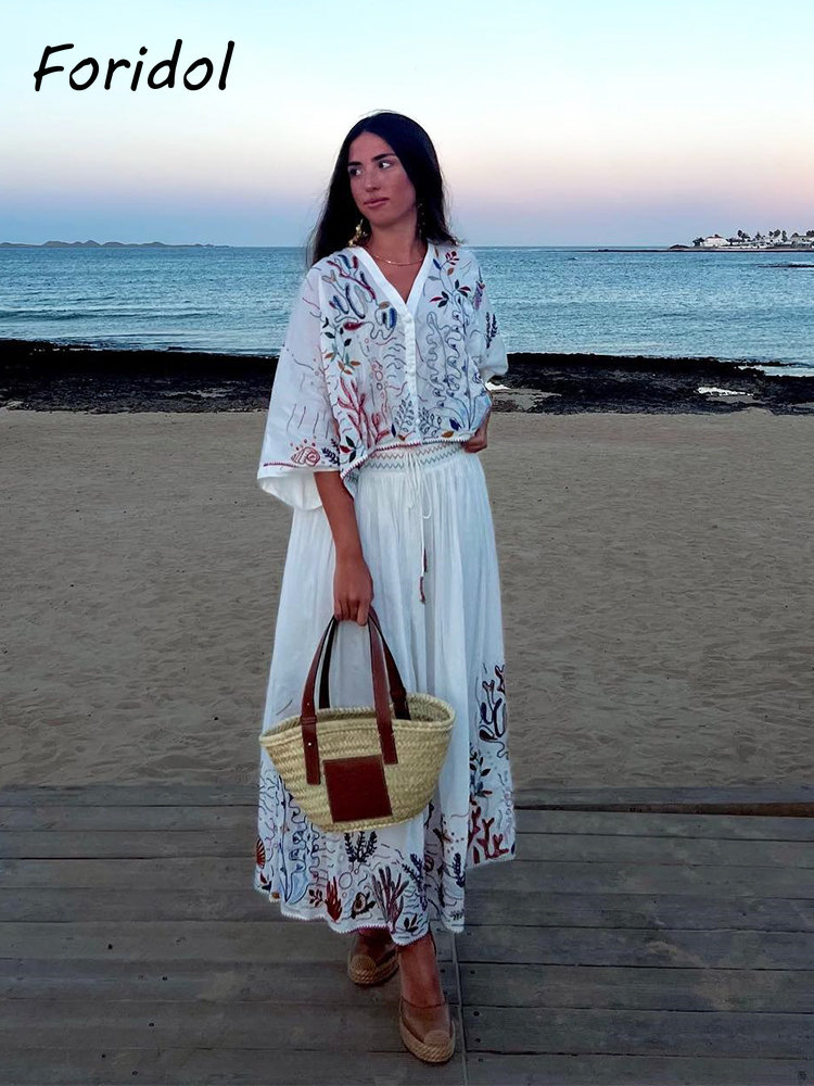 Foridol-Jupe Maxi Brodée à Man - Embroidery Skirt avis et prix