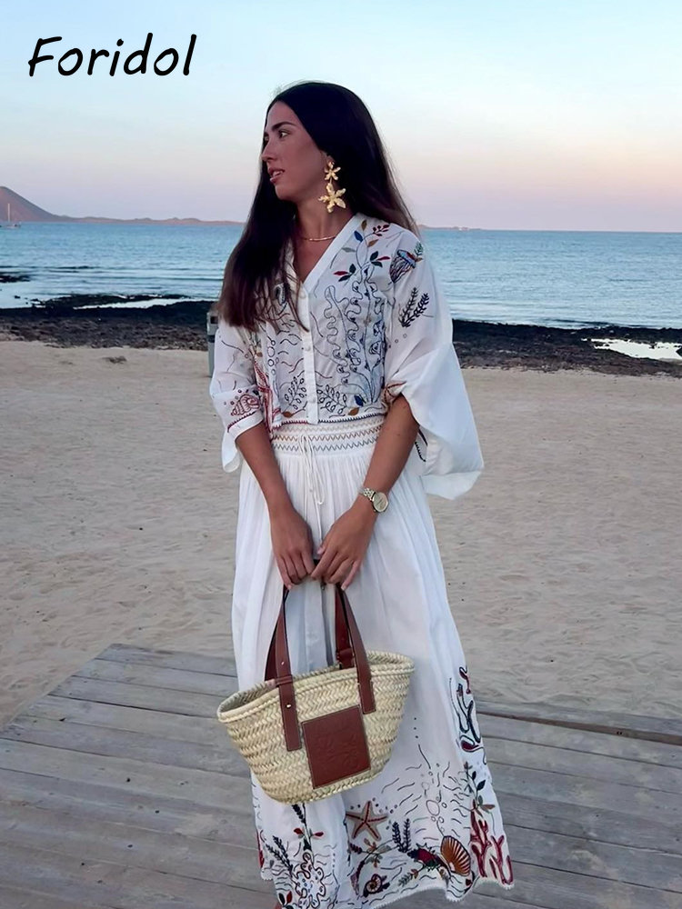 Foridol-Jupe Maxi Brodée à Man - Embroidery Skirt avis et prix