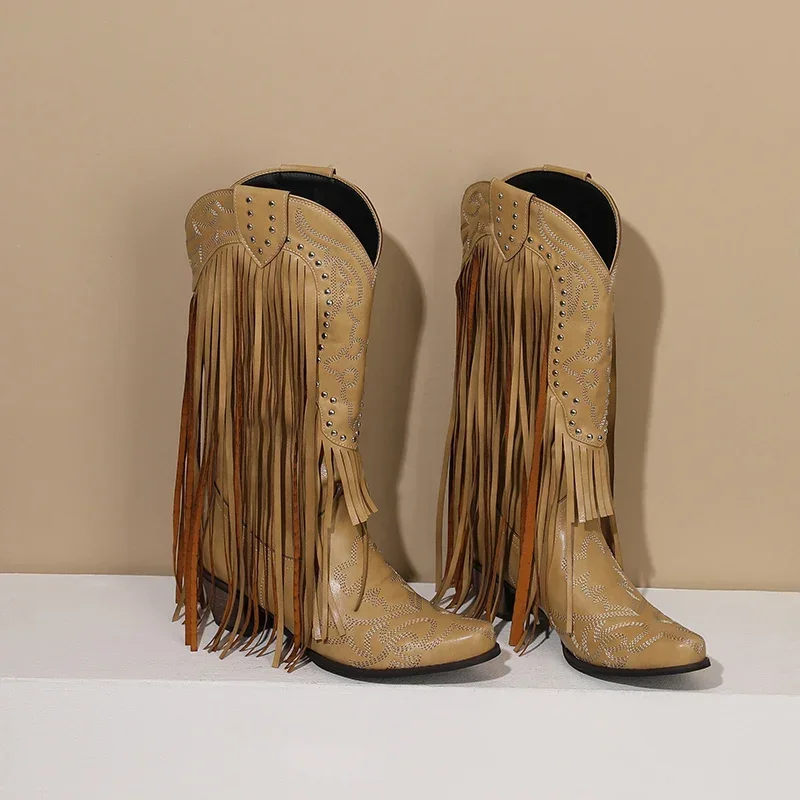 Bottes mi-mollet occidentales  - Embroidery Red avis et prix