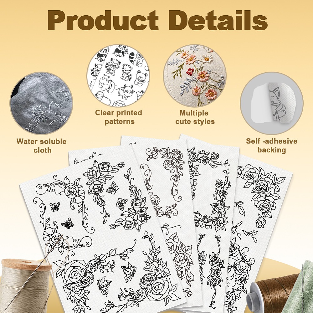 38 pièces de motifs de broderi - Water Soluble Stabilizer avis et prix