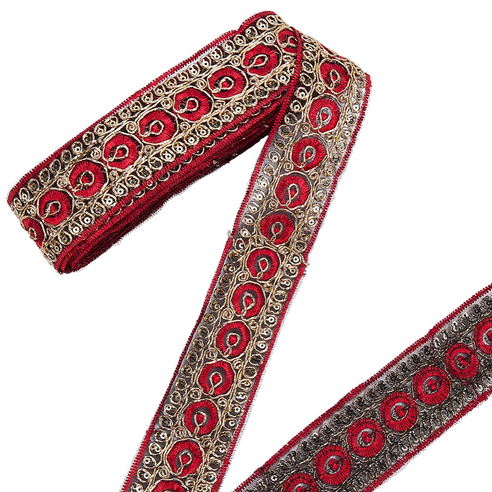 Ruban brodé rouge de 10 yards, - Embroidery Red avis et prix