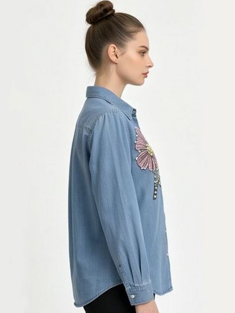 Chemisier en jean brodé pour f - Embroidery Shirt avis et prix