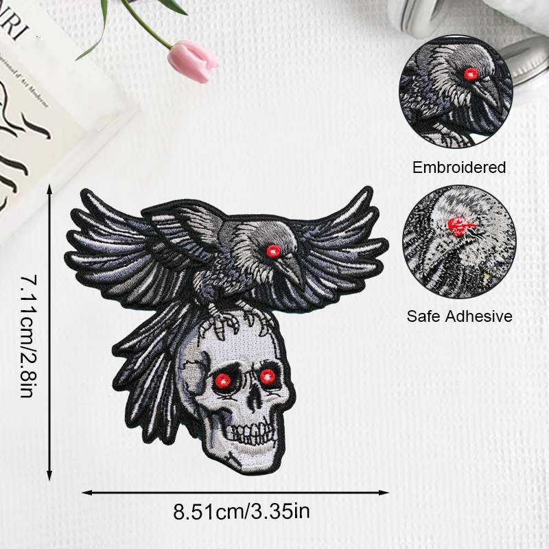 1 Patch thermocollant Corbeau  - Embroidery Gothic avis et prix