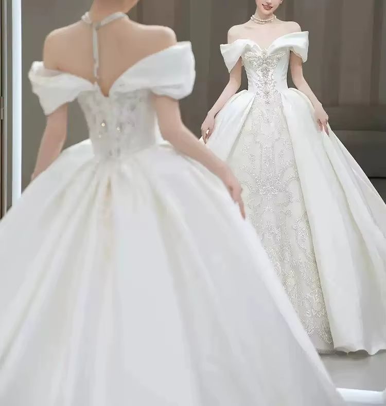 Robes de mariée chics à épaule - Embroidery Skirt avis et prix